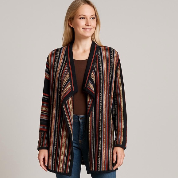 Orvis Wool Blend Southwestern Aztec Cardigan Sweater Multicolor M - Picture 9 of 9